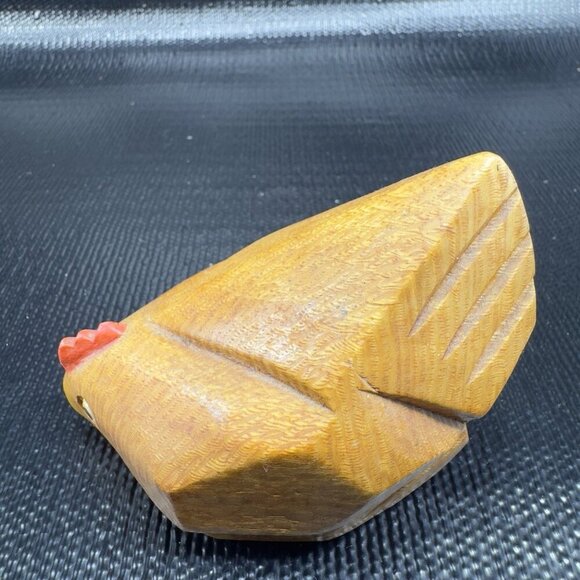 Hand Carved Wooden Chicken Hen Figurine Folk Art Figure Carved Decorative Hen - Picture 9 of 14